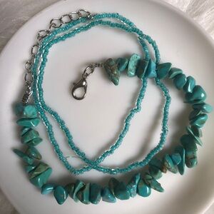 3 beautiful blue bracelets, one adjustable and two stretchy